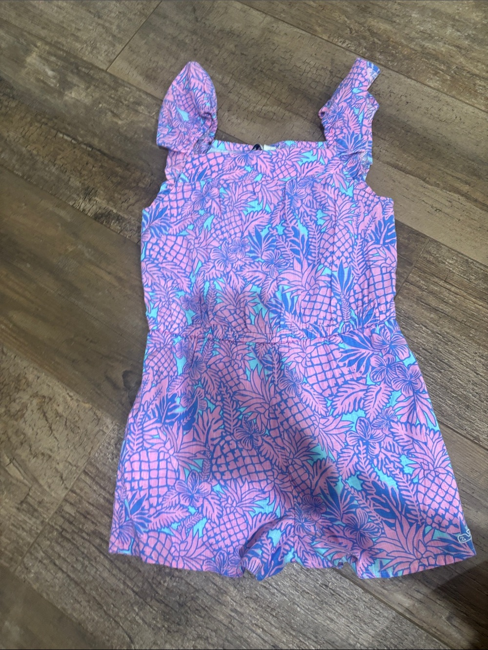 NWT - Vineyard Vines Pink and Blue Tropical Print Kids One-Piece Romper